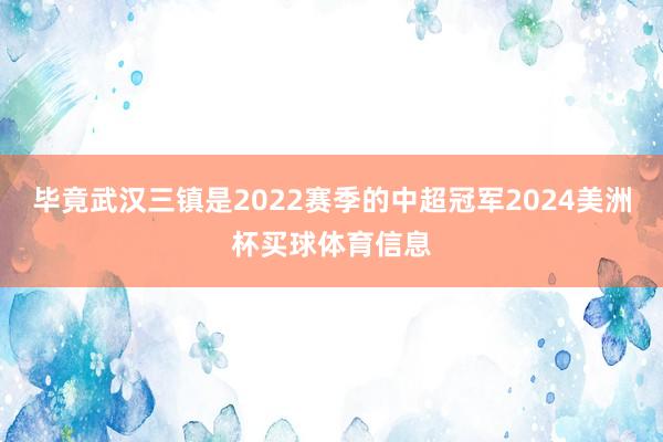 毕竟武汉三镇是2022赛季的中超冠军2024美洲杯买球体育信息