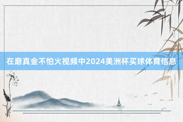 在磨真金不怕火视频中2024美洲杯买球体育信息