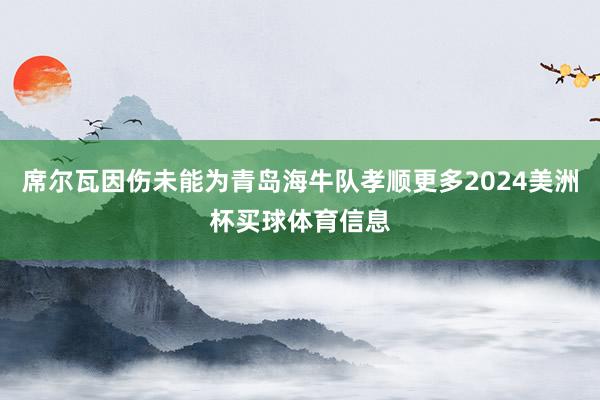 席尔瓦因伤未能为青岛海牛队孝顺更多2024美洲杯买球体育信息