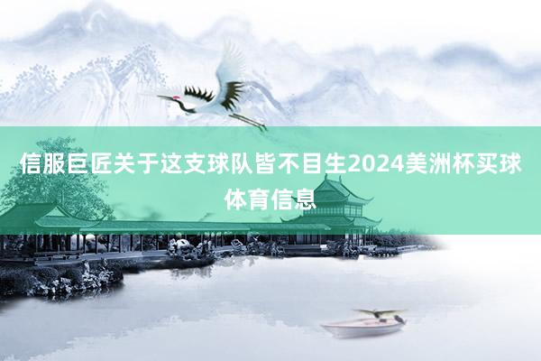 信服巨匠关于这支球队皆不目生2024美洲杯买球体育信息