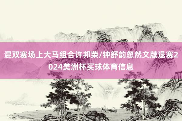 混双赛场上大马组合许邦荣/钟舒韵忽然文牍退赛2024美洲杯买球体育信息