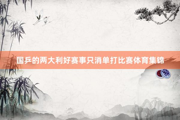 国乒的两大利好赛事只消单打比赛体育集锦