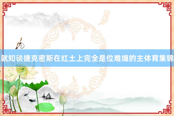 就知谈捷克密斯在红土上完全是位难缠的主体育集锦