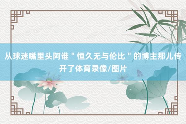 从球迷嘴里头阿谁＂恒久无与伦比＂的博主那儿传开了体育录像/图片