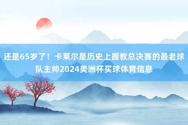 还是65岁了！卡莱尔是历史上握教总决赛的最老球队主帅2024美洲杯买球体育信息