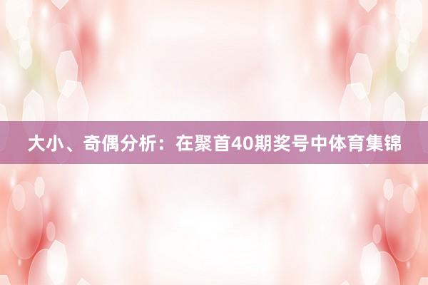 大小、奇偶分析：在聚首40期奖号中体育集锦