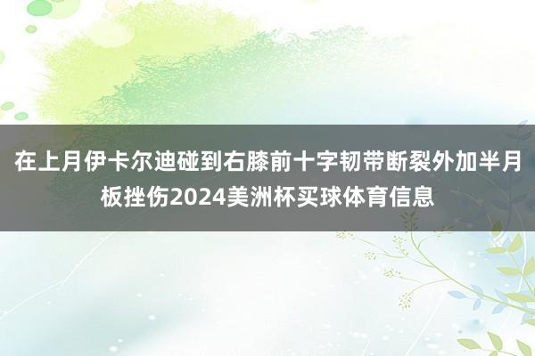在上月伊卡尔迪碰到右膝前十字韧带断裂外加半月板挫伤2024美洲杯买球体育信息