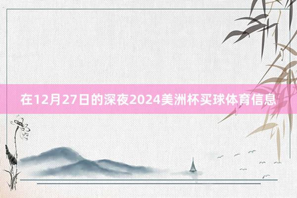 在12月27日的深夜2024美洲杯买球体育信息