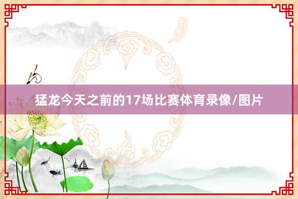 猛龙今天之前的17场比赛体育录像/图片
