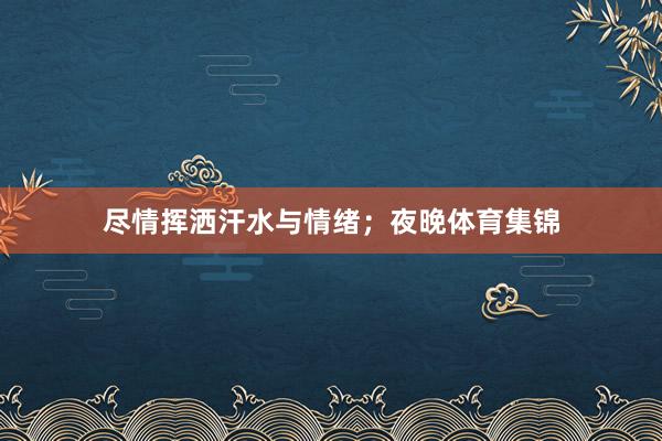 尽情挥洒汗水与情绪;夜晚体育集锦