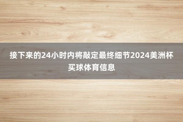 接下来的24小时内将敲定最终细节2024美洲杯买球体育信息