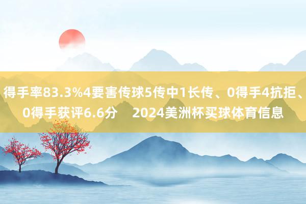得手率83.3%4要害传球5传中1长传、0得手4抗拒、0得手获评6.6分    2024美洲杯买球体育信息
