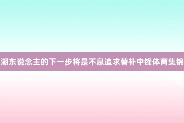 湖东说念主的下一步将是不息追求替补中锋体育集锦
