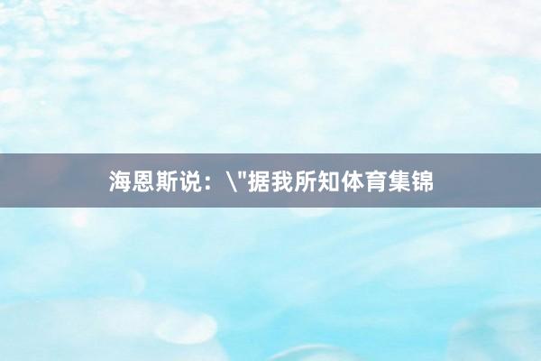 海恩斯说：
