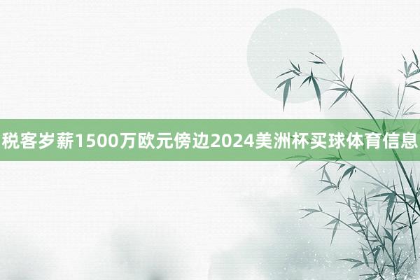 税客岁薪1500万欧元傍边2024美洲杯买球体育信息