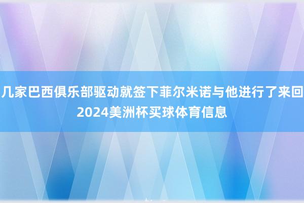 几家巴西俱乐部驱动就签下菲尔米诺与他进行了来回2024美洲杯买球体育信息