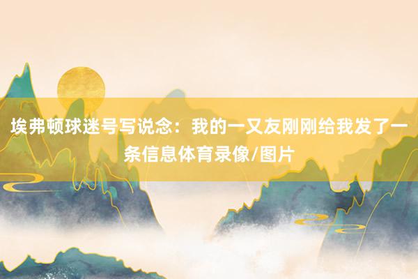 埃弗顿球迷号写说念:我的一又友刚刚给我发了一条信息体育录像/图片