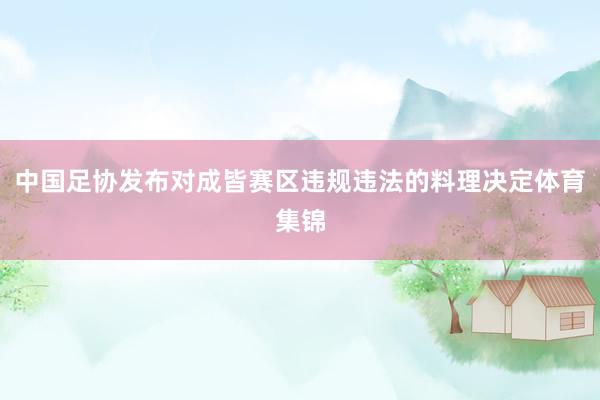 中国足协发布对成皆赛区违规违法的料理决定体育集锦