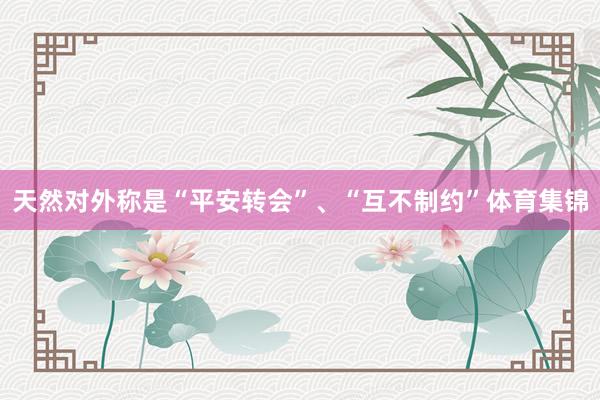 天然对外称是“平安转会”、“互不制约”体育集锦