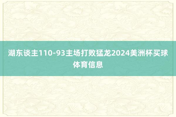 湖东谈主110-93主场打败猛龙2024美洲杯买球体育信息
