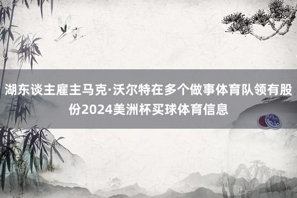 湖东谈主雇主马克·沃尔特在多个做事体育队领有股份2024美洲杯买球体育信息