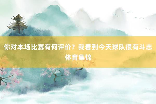 你对本场比赛有何评价？我看到今天球队很有斗志体育集锦