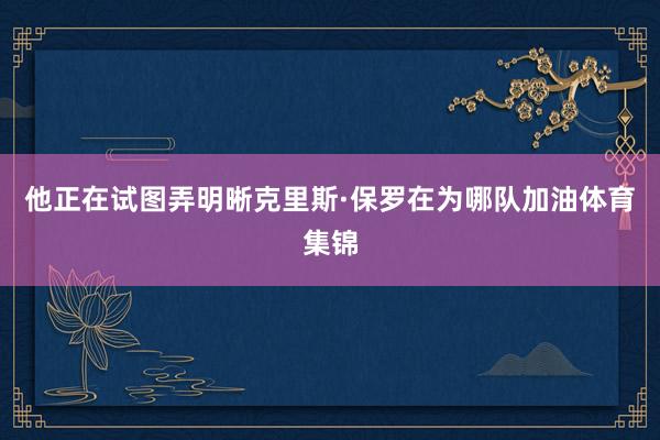 他正在试图弄明晰克里斯·保罗在为哪队加油体育集锦
